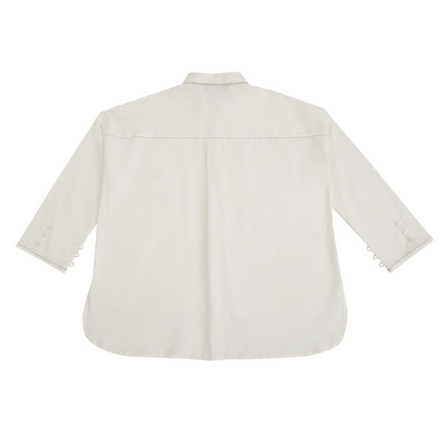 Ikigai Contrast Stitching Shirt White