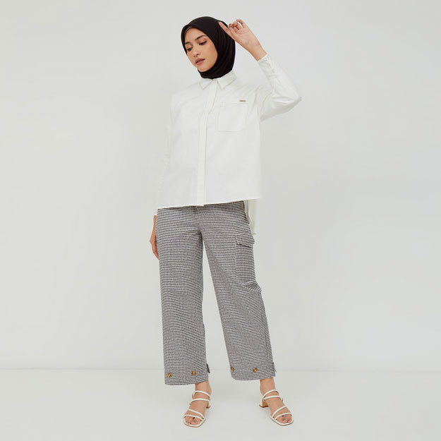 Ikigai Contrast Stitching Shirt White
