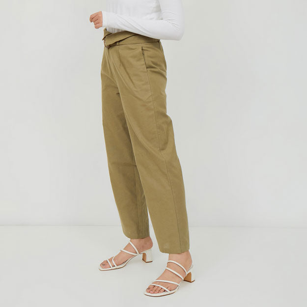 Ikigai Assymetrical Straight Pants Sage Green