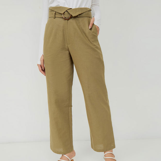 Ikigai Assymetrical Straight Pants Sage Green