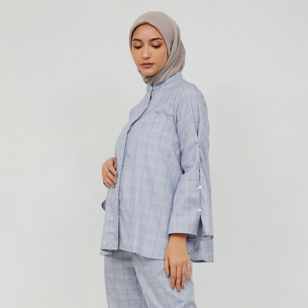 Ikigai Buttoned Sleeve Shirt Blue