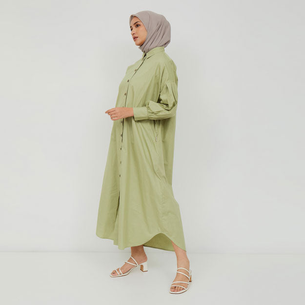 Ikigai Oversized Shirt Dress Sage Green