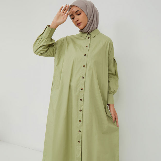 Ikigai Oversized Shirt Dress Sage Green