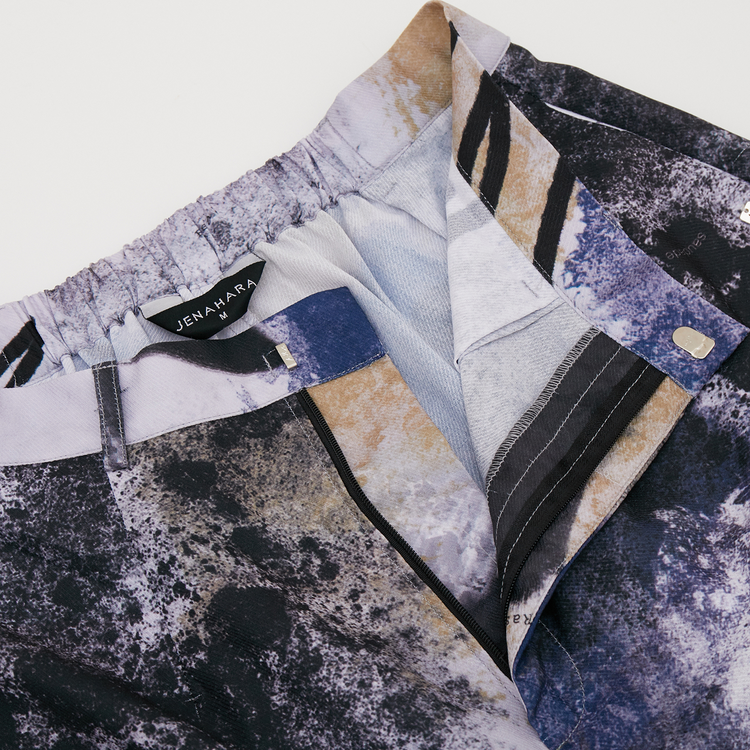 Saudade Printed Straight Pants White-Blue