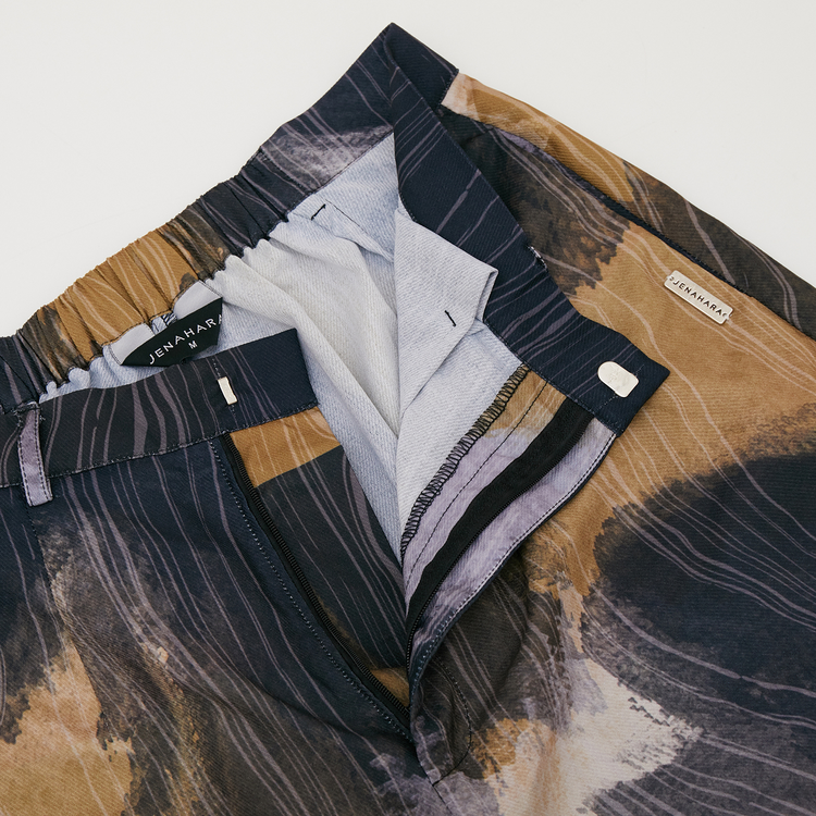 Saudade Printed Straight Pants Navy-Mustard