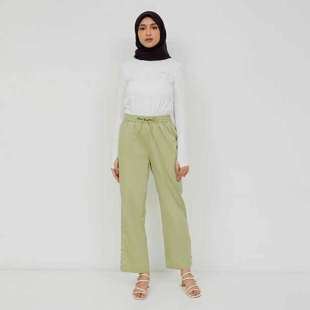 Ikigai Buttonned Slit Pants Sage Green