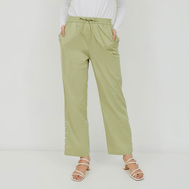 Ikigai Buttonned Slit Pants Sage Green