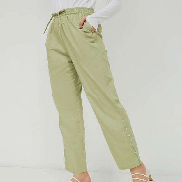 Ikigai Buttonned Slit Pants Sage Green