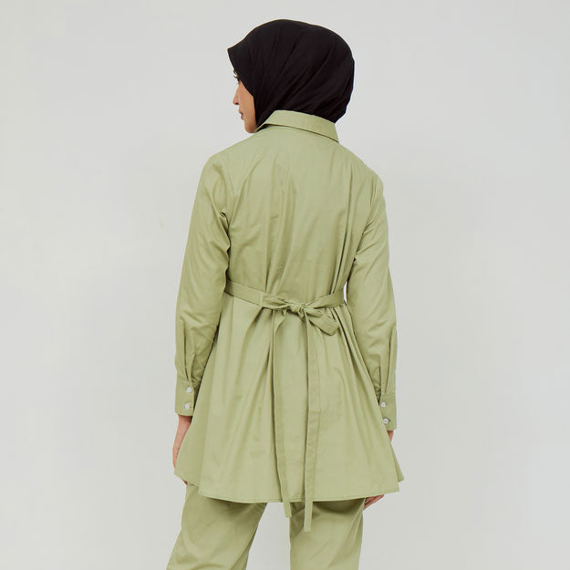 Ikigai Belt-Buttoned Tunic Sage Green