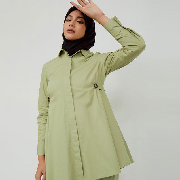 Ikigai Belt-Buttoned Tunic Sage Green