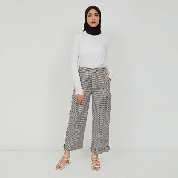 Ikigai Two-Way Wide Leg Pants Black-White