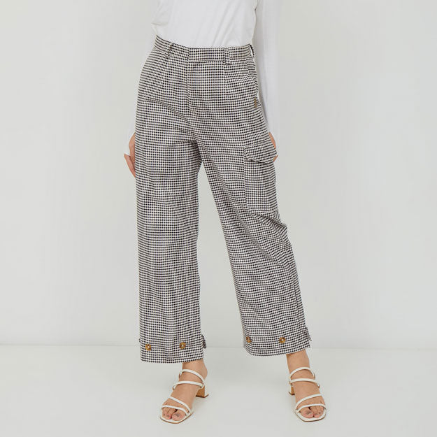 Ikigai Two-Way Wide Leg Pants Black-White