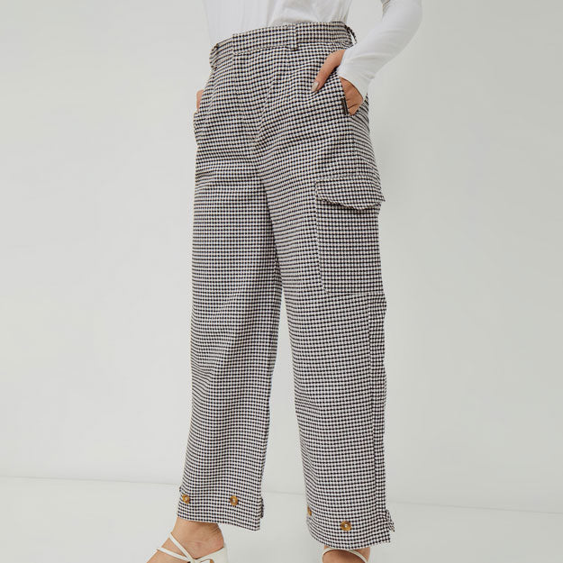 Ikigai Two-Way Wide Leg Pants Black-White