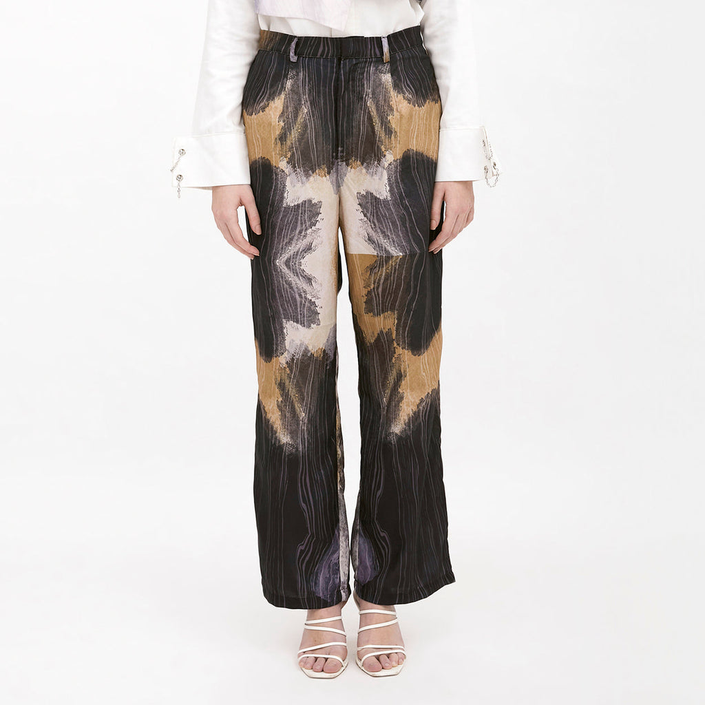 Saudade Printed Straight Pants Navy-Mustard