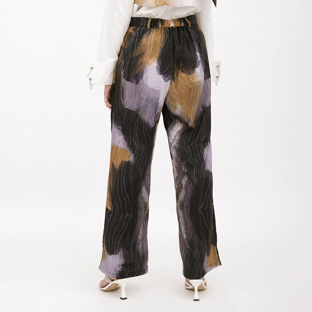 Saudade Printed Straight Pants Navy-Mustard