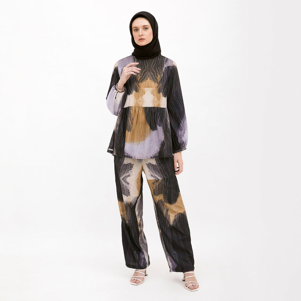 Saudade Printed Blouse Navy-Mustard