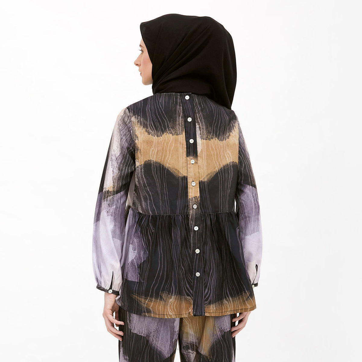 Saudade Printed Blouse Navy-Mustard