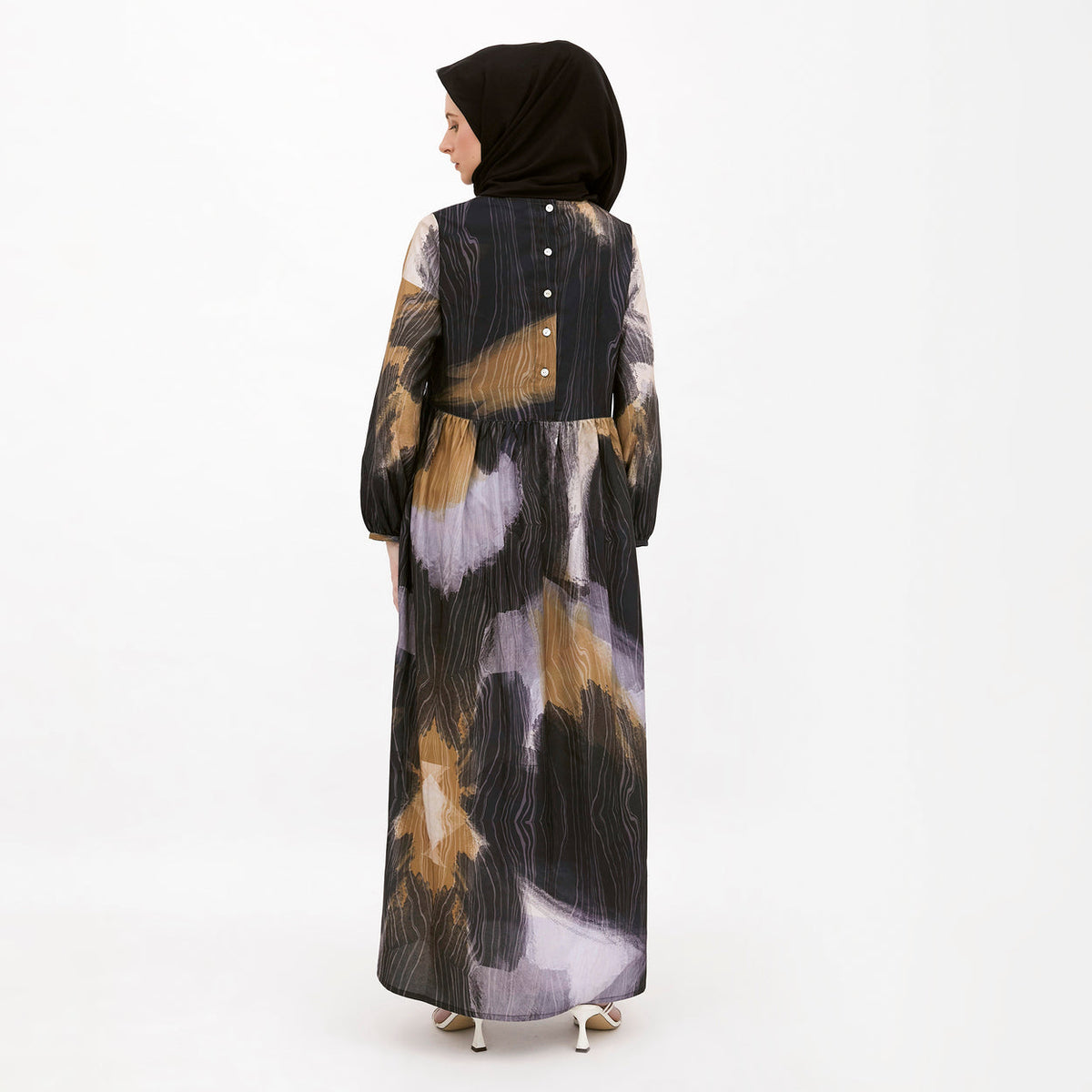 Saudade Printed Dress Navy-Mustard
