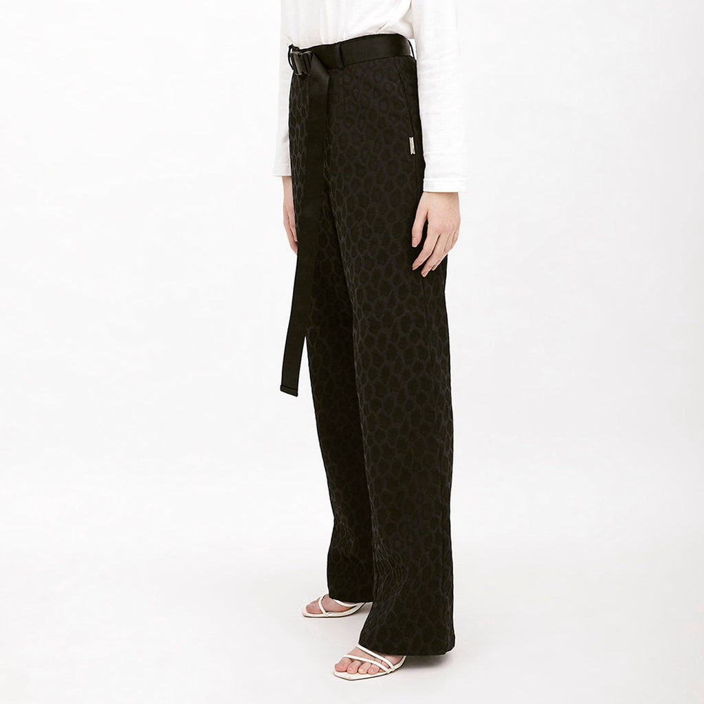 Belted Straight Pants Black