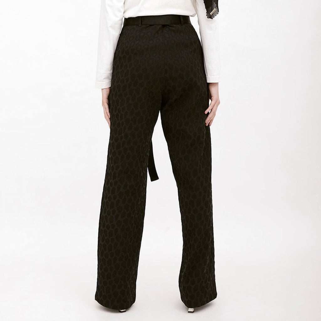 Belted Straight Pants Black