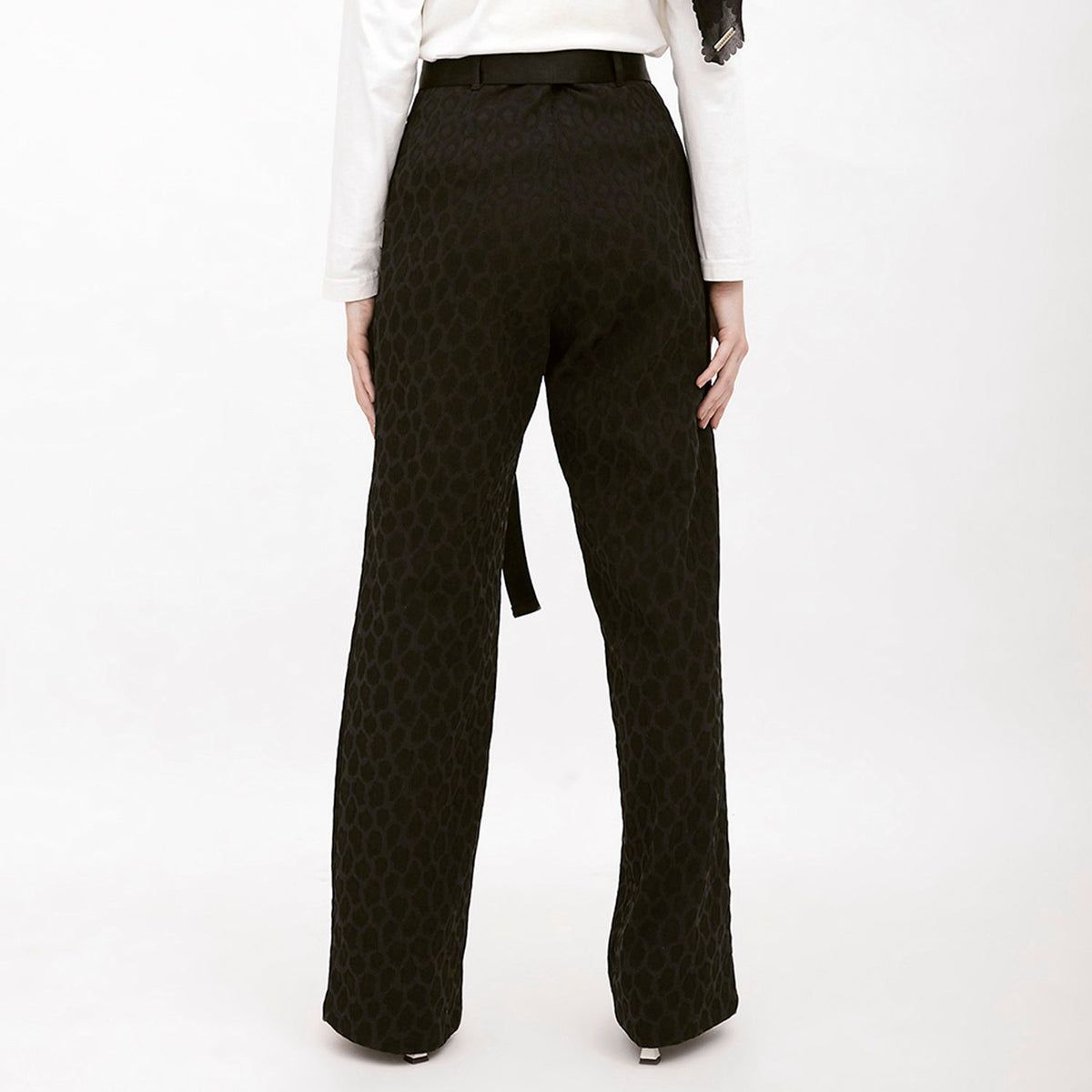 Belted Straight Pants Black
