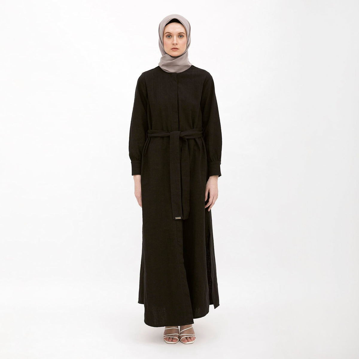 Round Neck Shirt Dress Black
