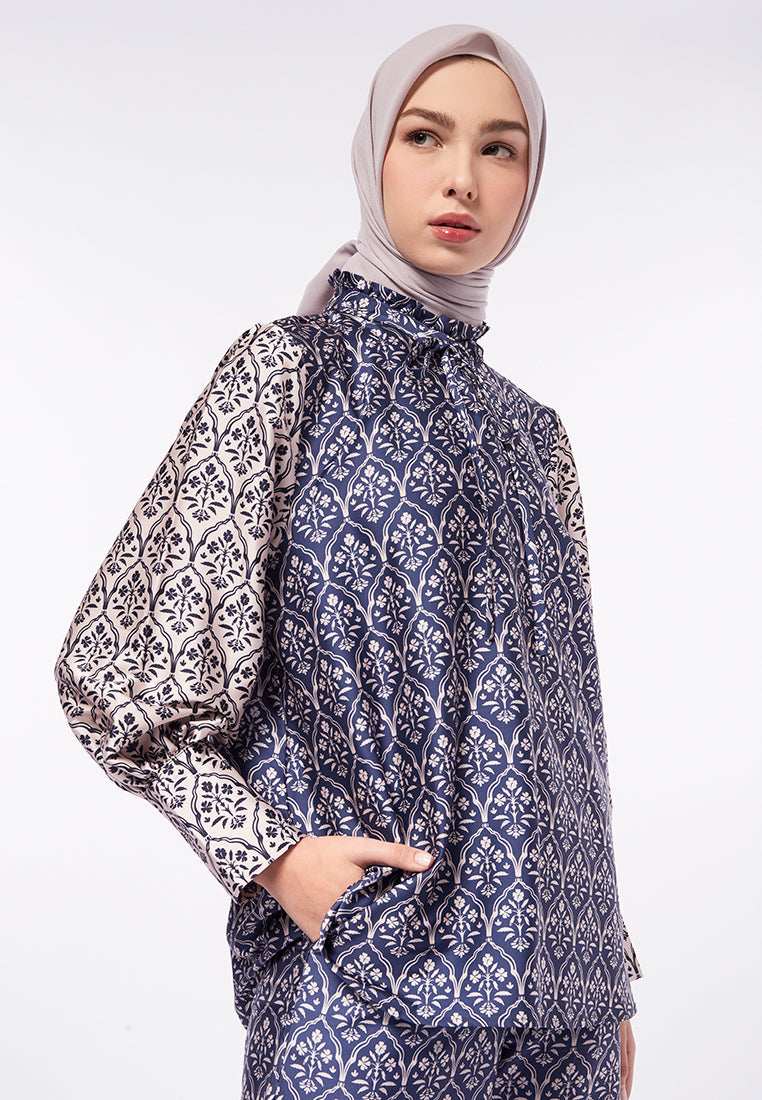 TWO TONE PRINTED BLOUSE