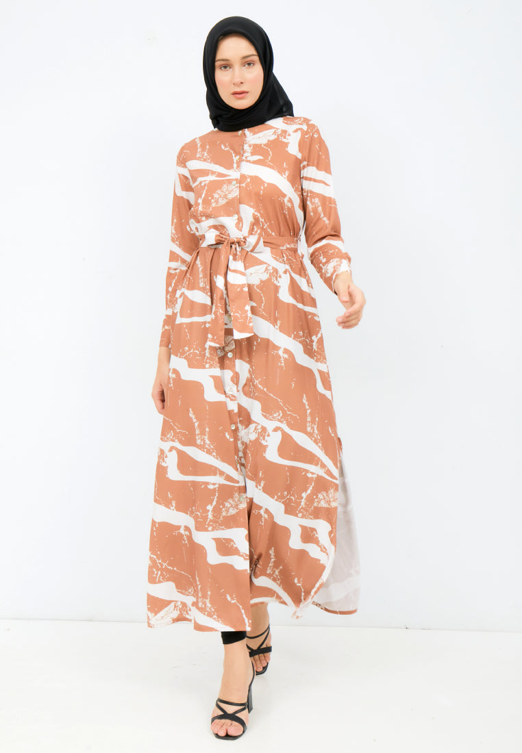 Printed A-Line Shirt Dress