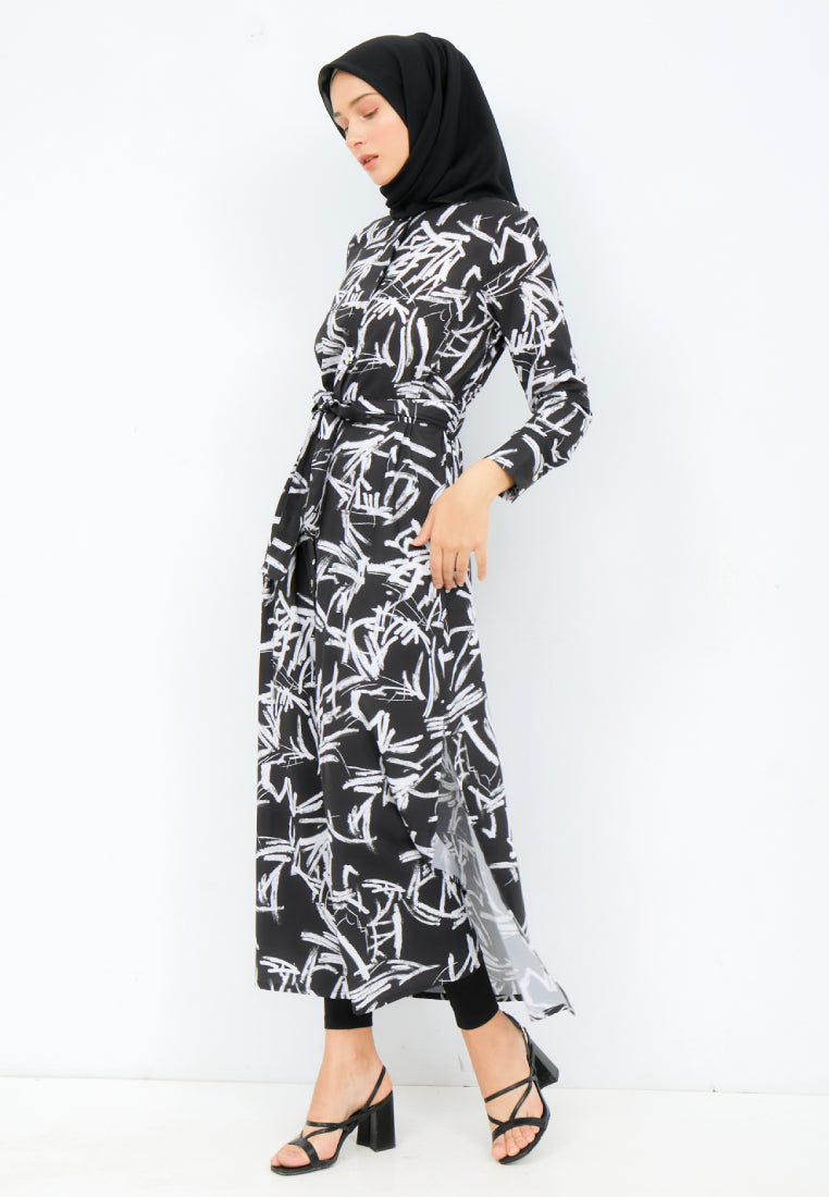 Printed A-Line Shirt Dress