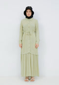DRAWSTRING RUFFLE DRESS