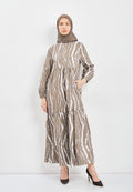 PRINTED RUFFLE DRESS