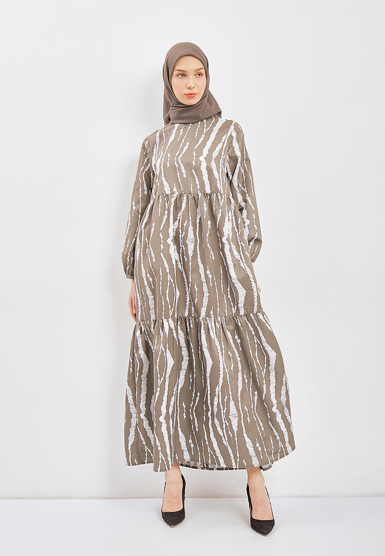 PRINTED RUFFLE DRESS