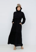 DRAWSTRING RUFFLE DRESS