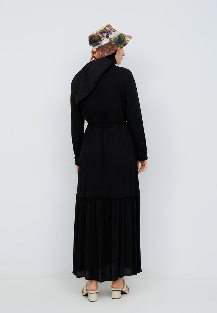 DRAWSTRING RUFFLE DRESS