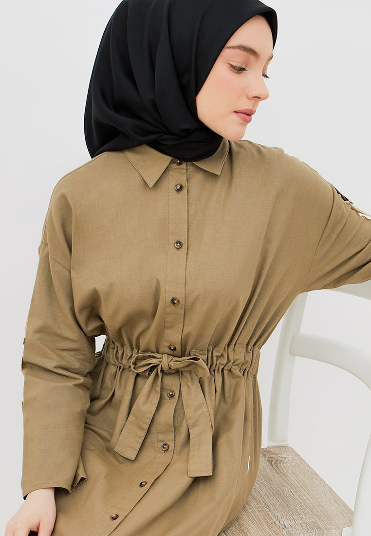 DRAWSTRING SHIRT DRESS