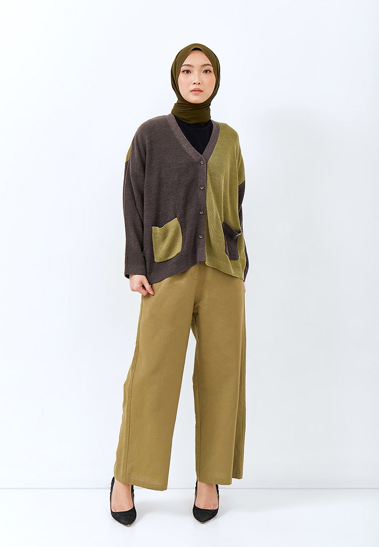 TWO TONE KNIT CARDIGAN