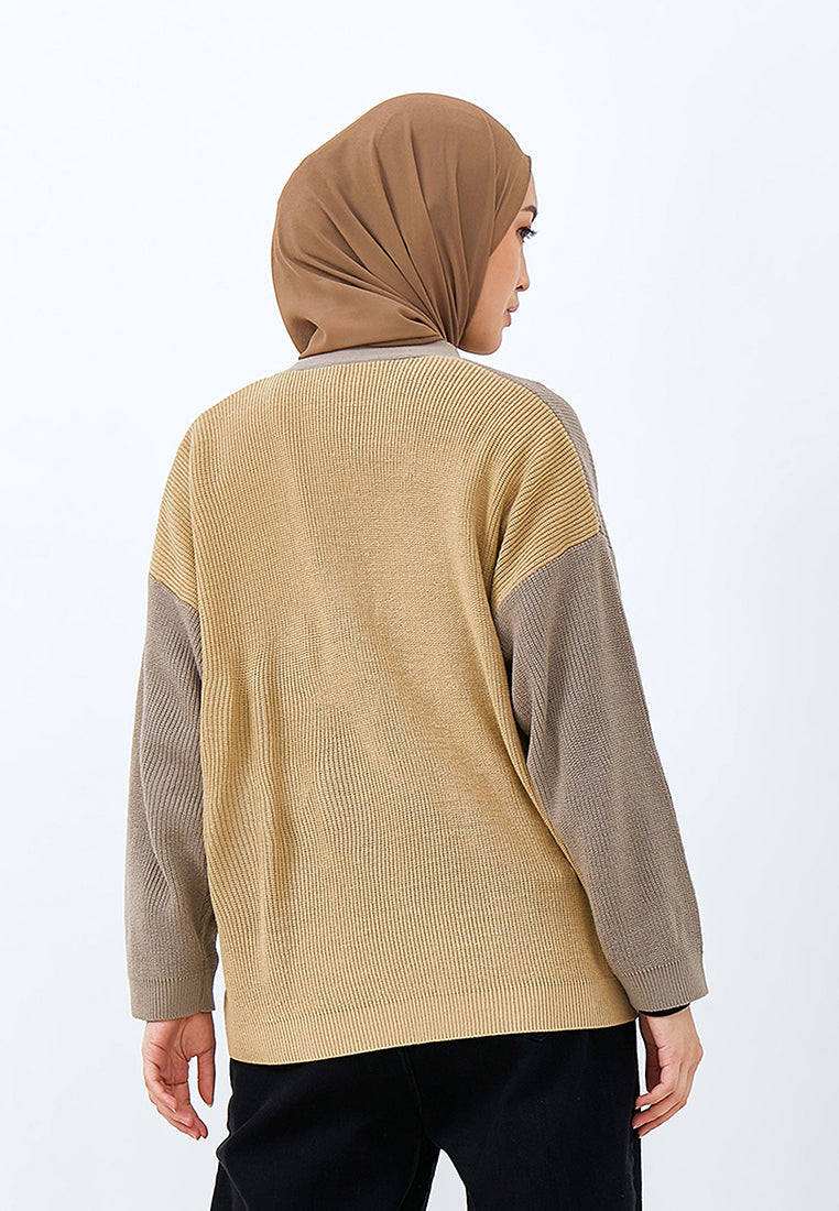 TWO TONE KNIT CARDIGAN