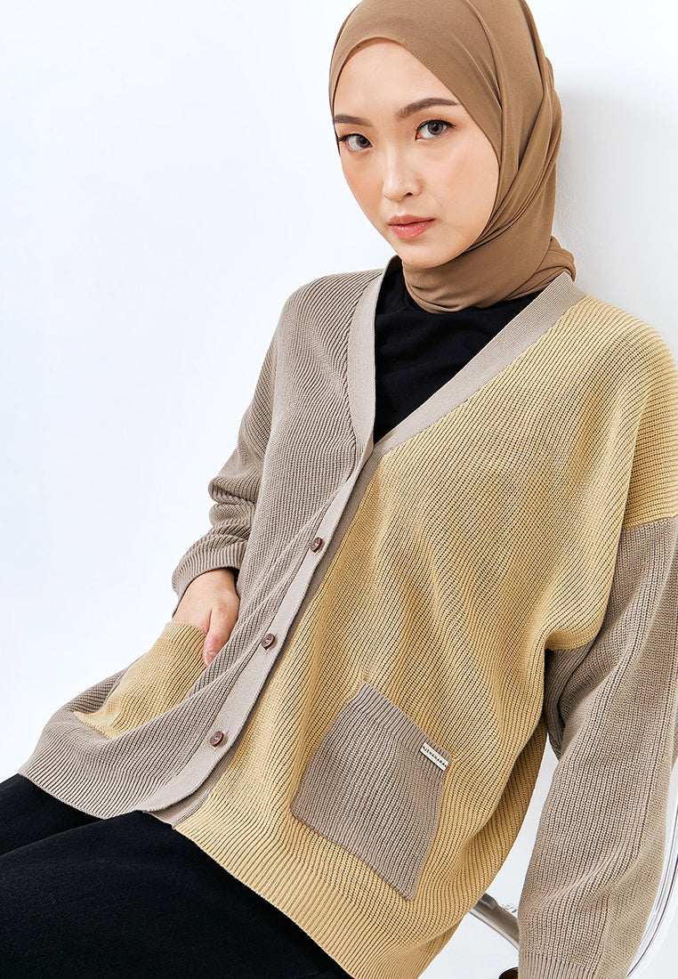 TWO TONE KNIT CARDIGAN
