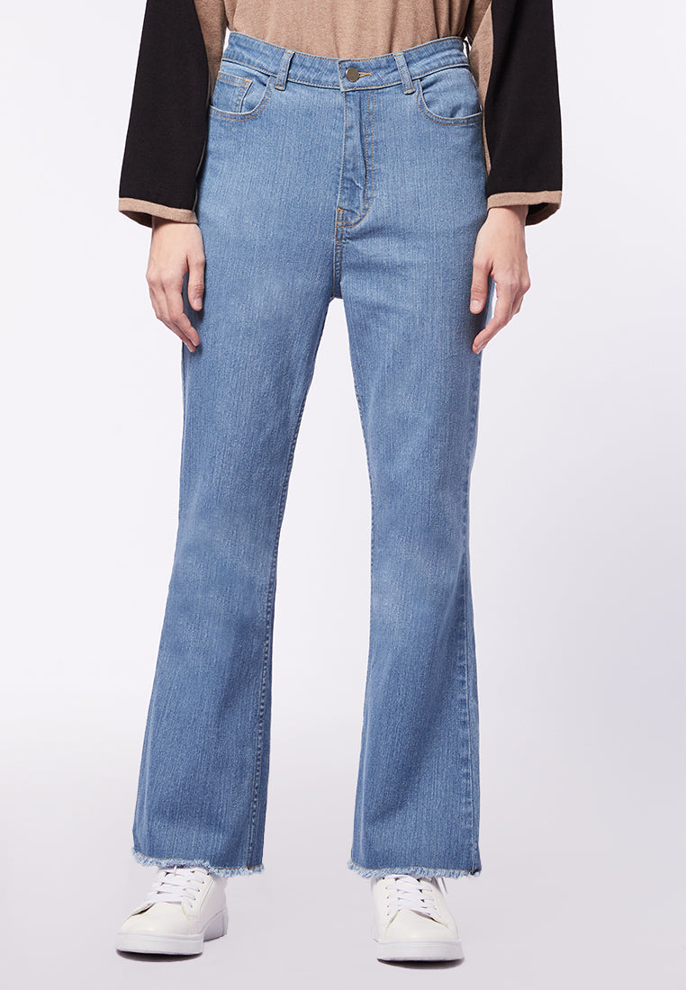 DENIM BOOT-CUT PANTS