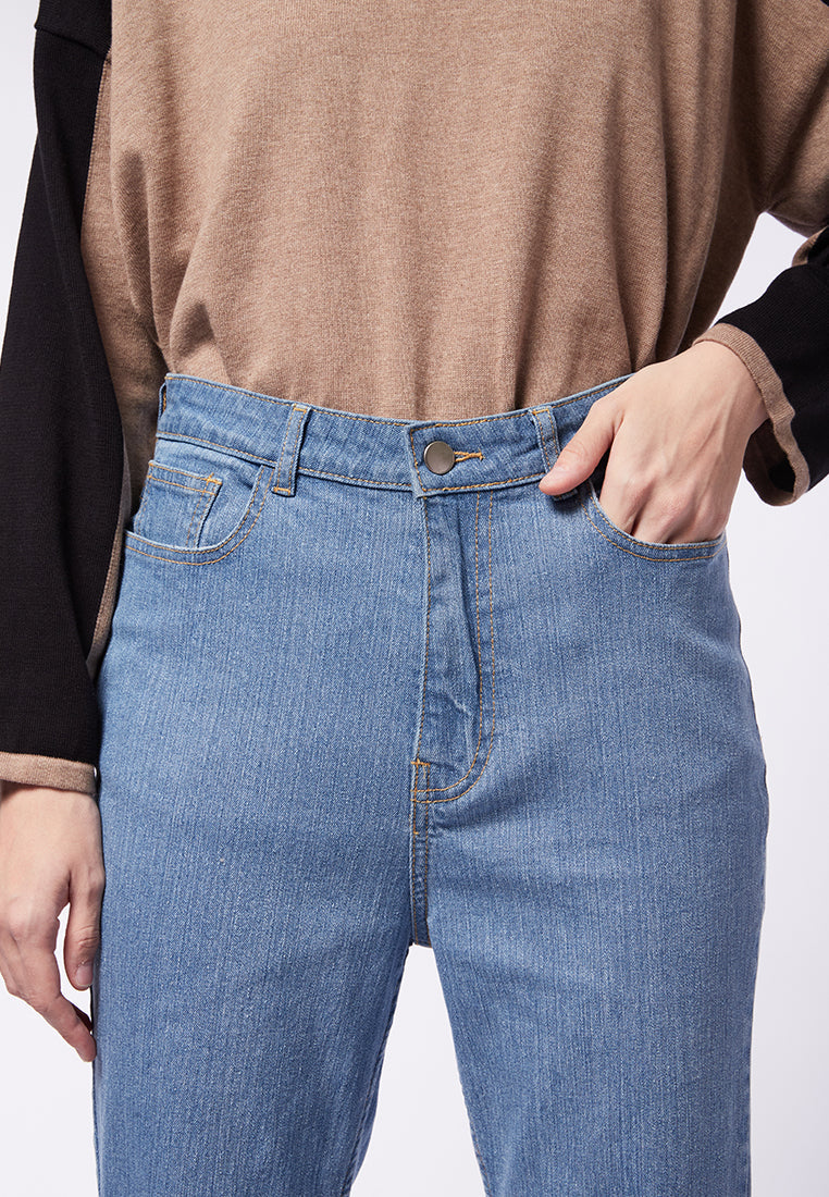 DENIM BOOT-CUT PANTS