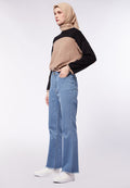 DENIM BOOT-CUT PANTS