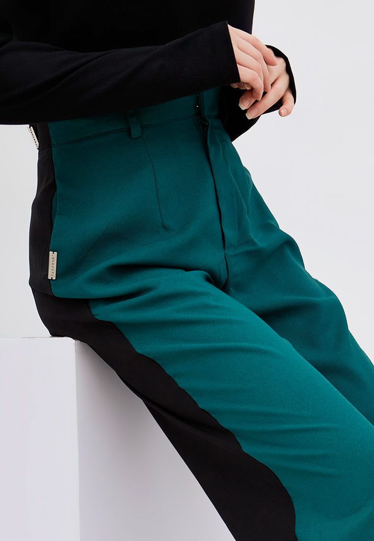 TWO-TONE STRAIGHT PANTS