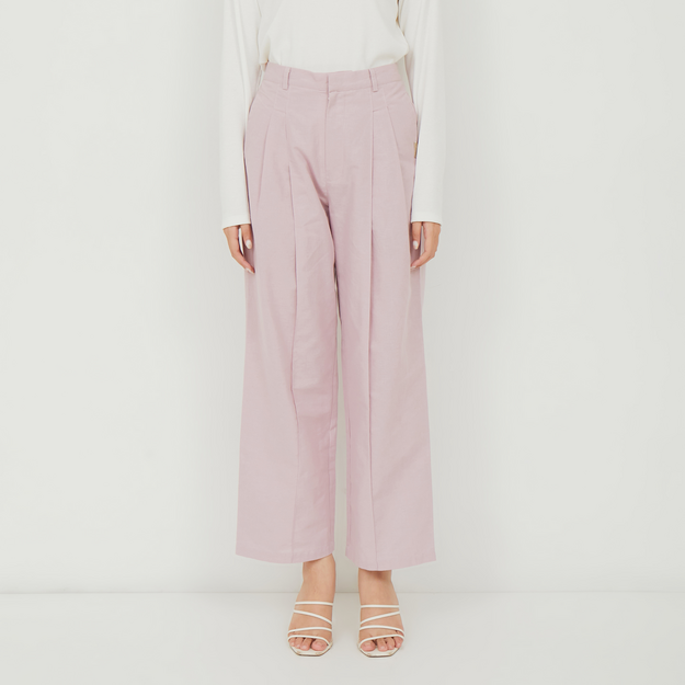 Wide-Leg Pleated Pants