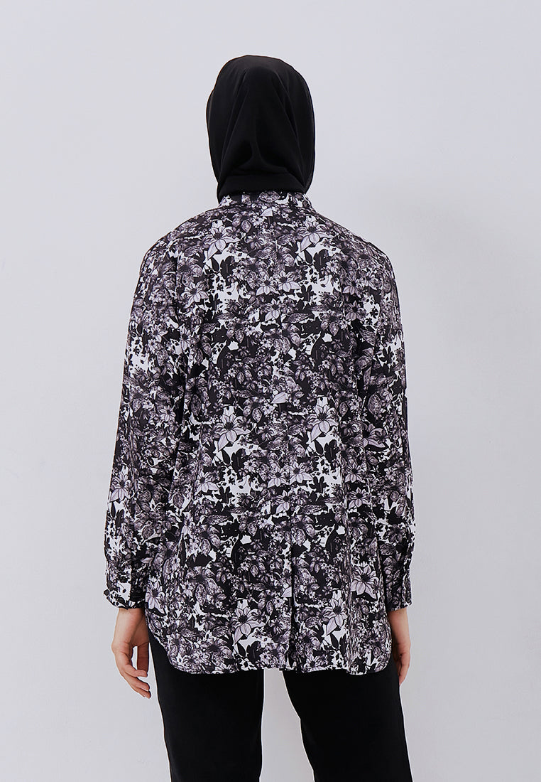 FLOWER PRINTED OVERSIZE SHIRT