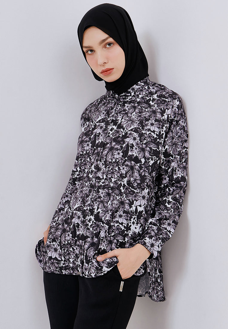 FLOWER PRINTED OVERSIZE SHIRT