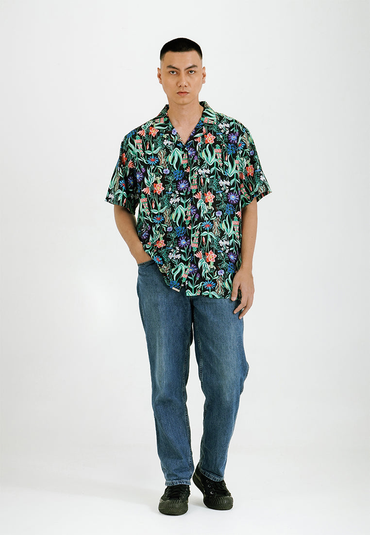 PRINTED SHORT SLEEVE PAJAMA SHIRT