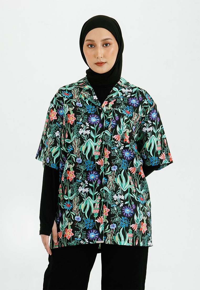 PRINTED SHORT SLEEVE PAJAMA SHIRT