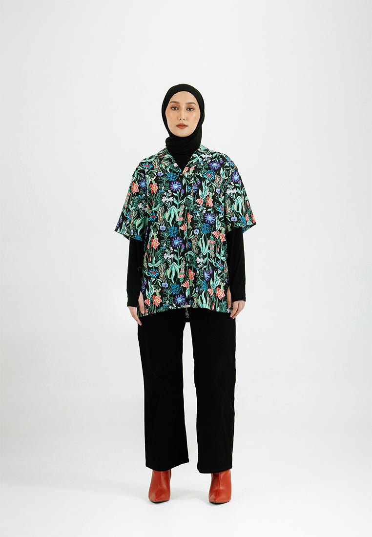 PRINTED SHORT SLEEVE PAJAMA SHIRT