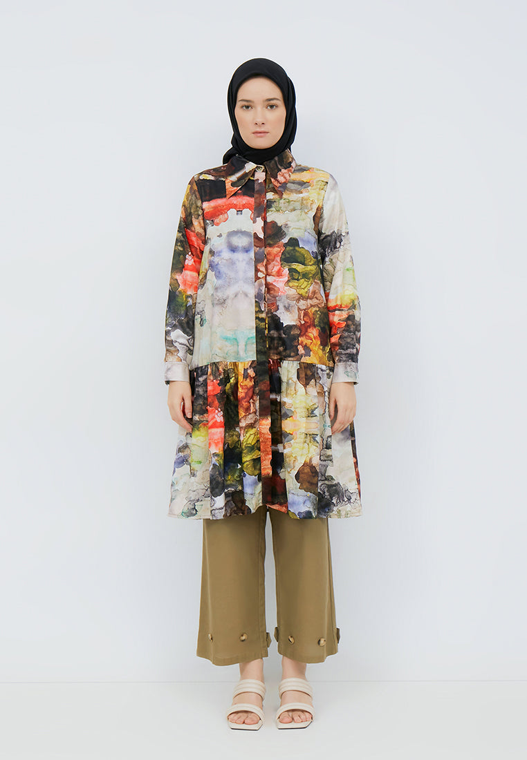 PRINTED RUFFLE TUNIC