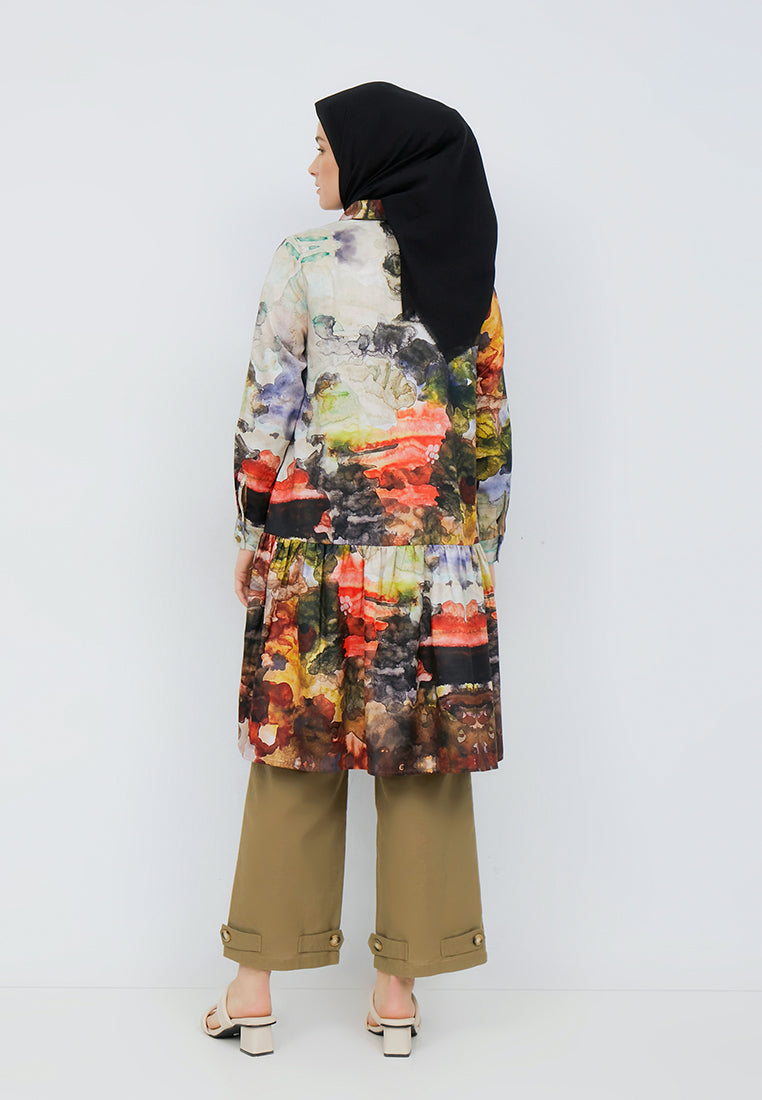 PRINTED RUFFLE TUNIC